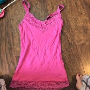 Tank top with lace vneck,straps&bottom